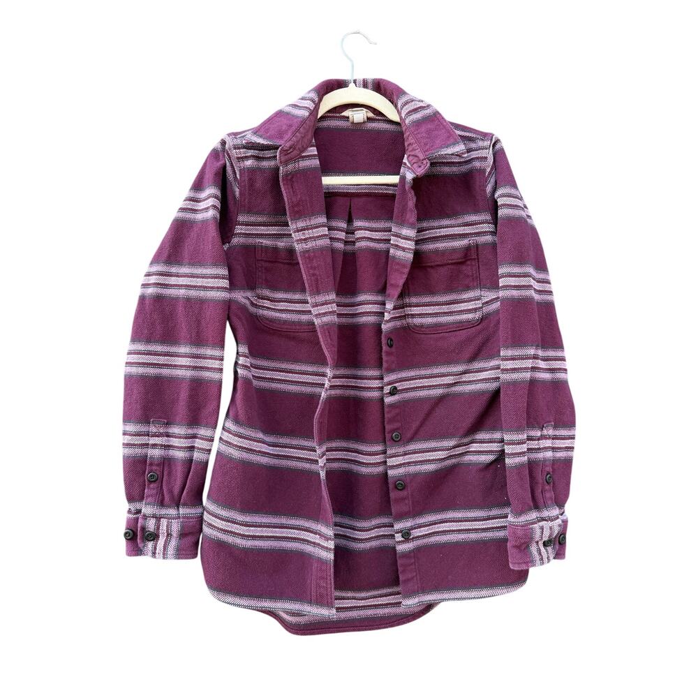 Duluth Trading Company Shirt Jac Shacket Purple Stripe Jacket XS